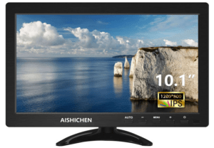 7. AISHICHEN Mini Monitor 10.1 Zoll, Raspberry Pi Display 1280 x 800, IPS Bildschirm with HDMI USB VGA AV BNC - Tragbarer Monitor für Büro/Geschäft/Computer, TV-Boxen, DVRs, Spielegeräte
