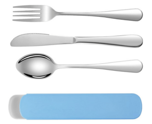 4. HOTUT Campingbesteck,3 Stück Wiederverwendbare Edelstahl Sporks,Edelstahl Besteck für Reise Camping-Blau